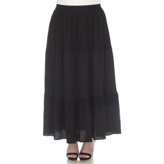 Plus Size Pleated Tiered Maxi Skirt