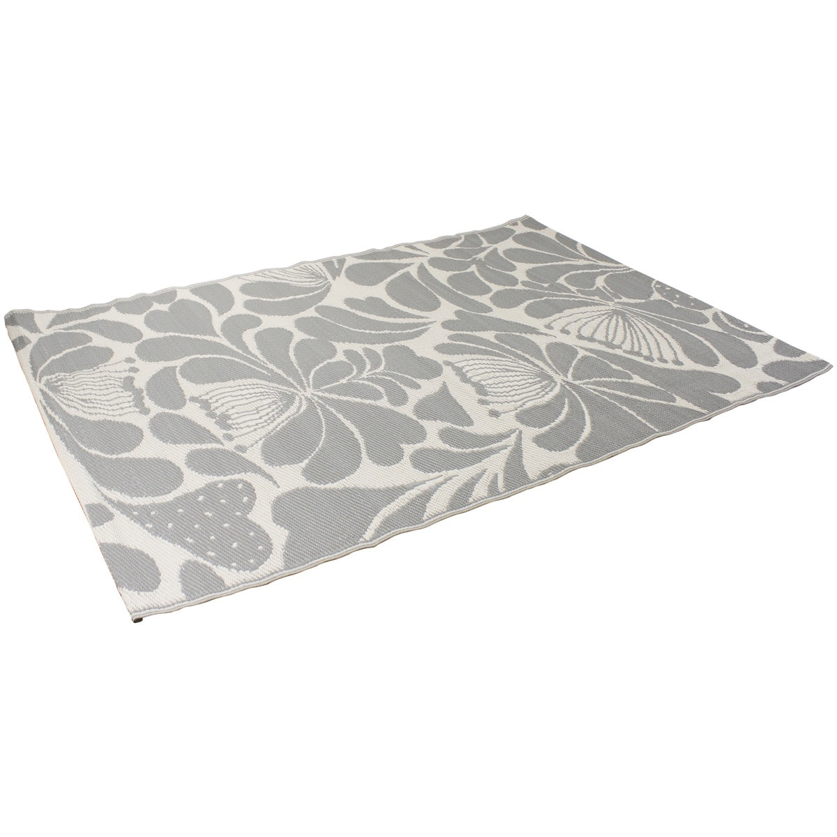  Northlight 4' X 6' Gray and Off White Floral Rectangular Outdoor Area Rug - Gray and Off White Floral - Bonton