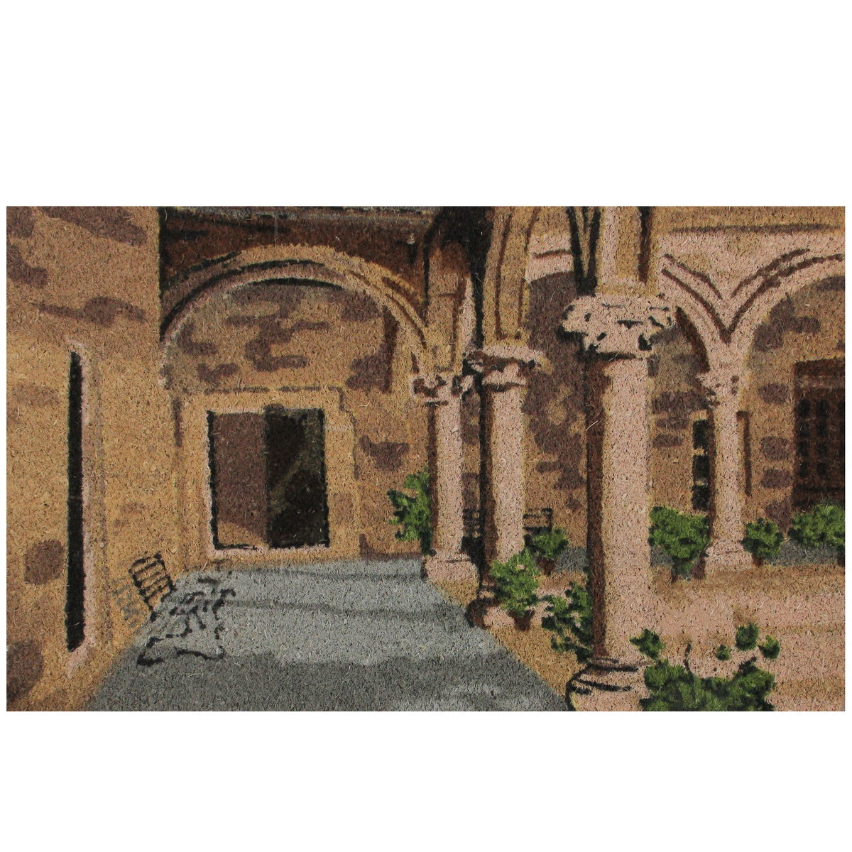  Northlight Natural Coir Brown and Green Italian Patio Design Doormat 18