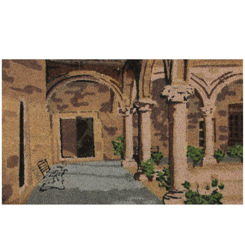 Natural Coir Brown and Green Italian Patio Design Doormat 18" X 30"