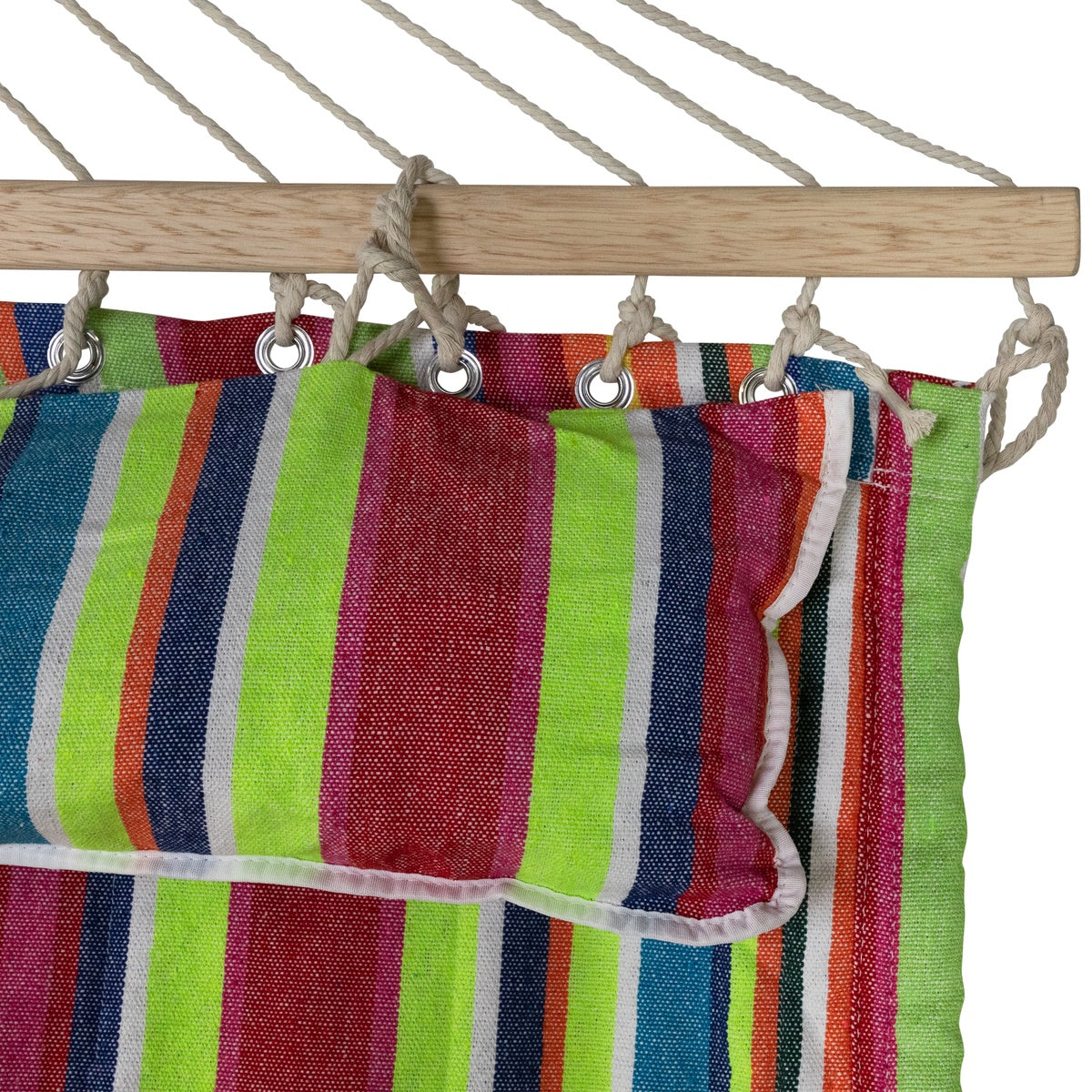  Northlight Striped Macrame Quilted Two Person Double Hammock With Pillow - 9' X 55