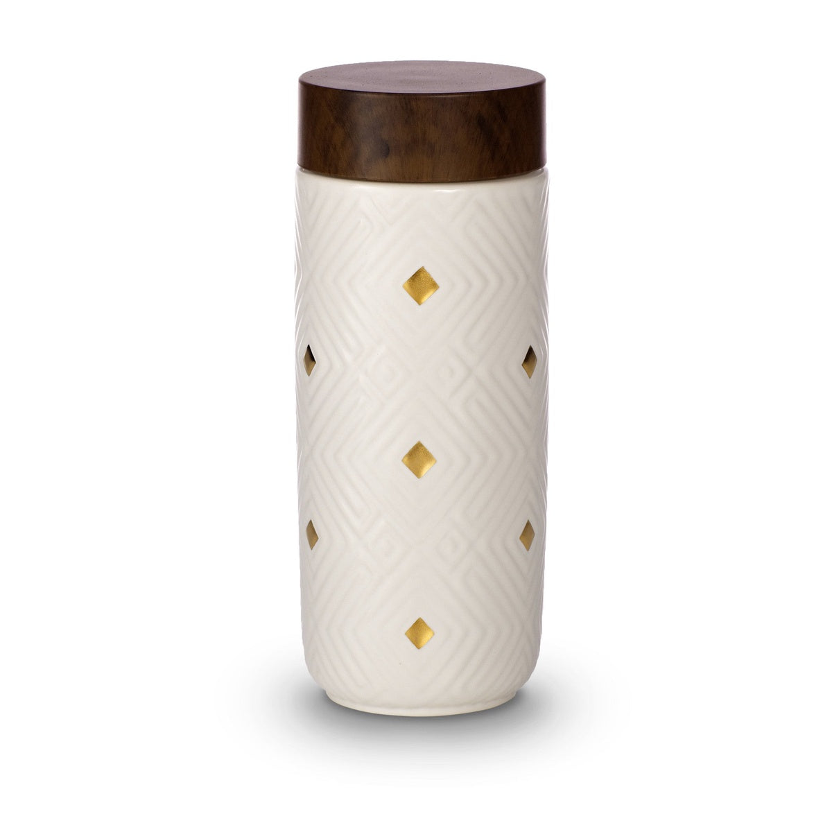  Acera The Miracle Gold Ceramic Tumbler - Black with Hand-painted Golden Dimond Checks - Bonton