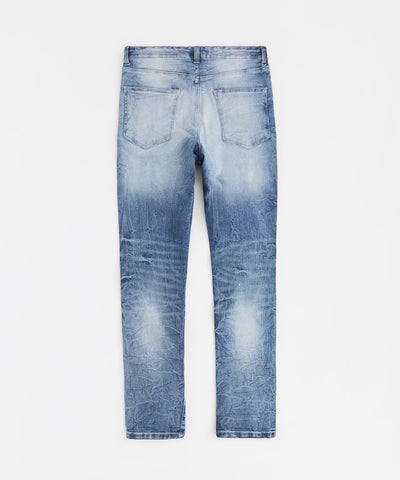 Men's Skinny Rip and Repair Denim Pants - Medium Blue