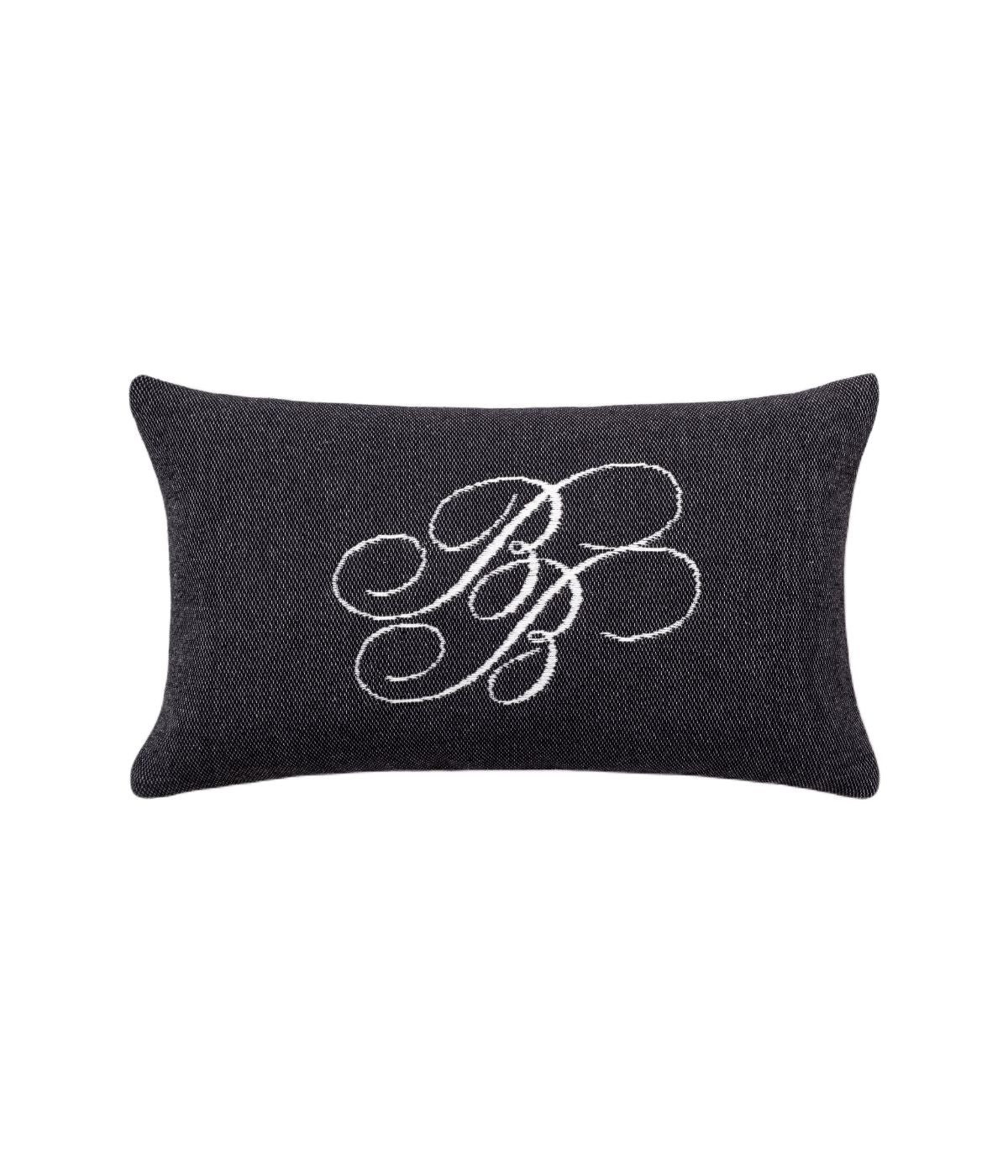  Brooks Brothers BB Monogram Decorative Pillow Rectangle Black - Black - Bonton