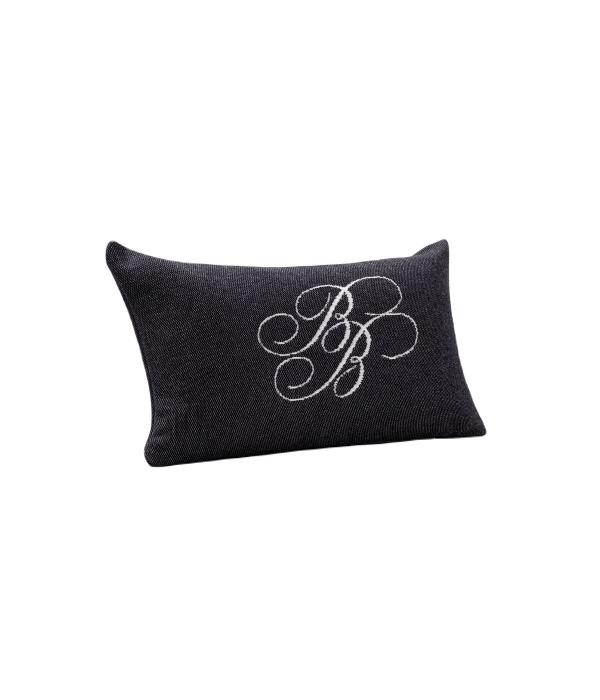  Brooks Brothers BB Monogram Decorative Pillow Rectangle Black - Black - Bonton