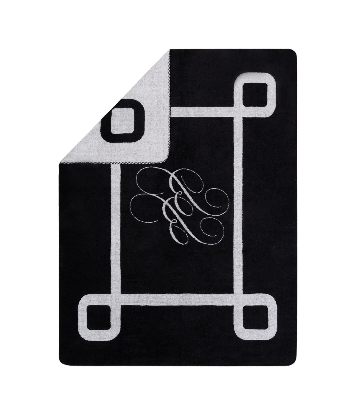  Brooks Brothers BB Monogram Throw Black - Black - Bonton