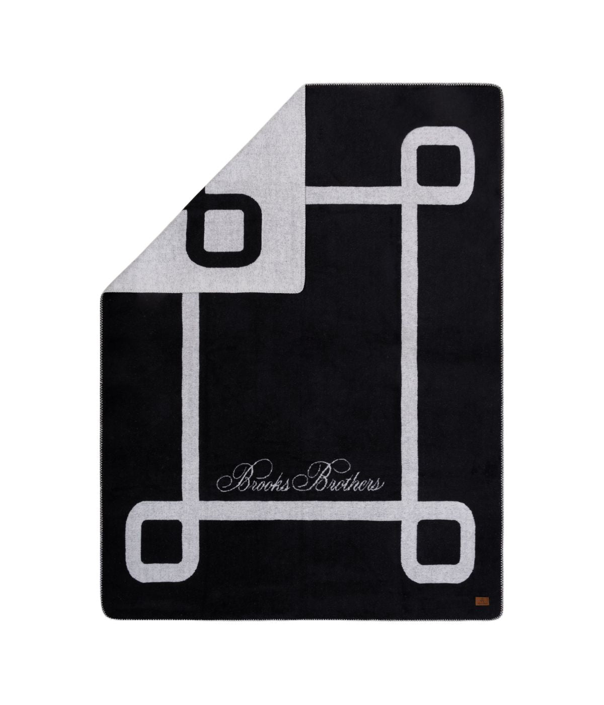  Brooks Brothers Geo Border Throw Black - Black - Bonton