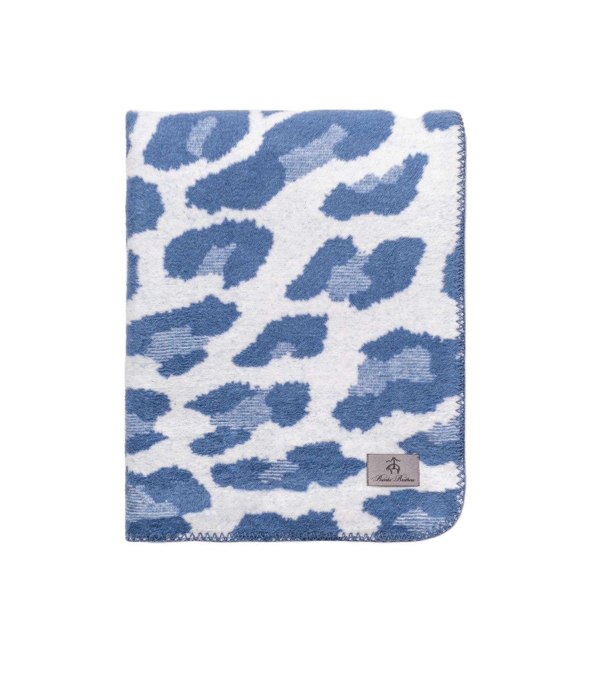  Brooks Brothers Leopard Throw Blue - Blue - Bonton