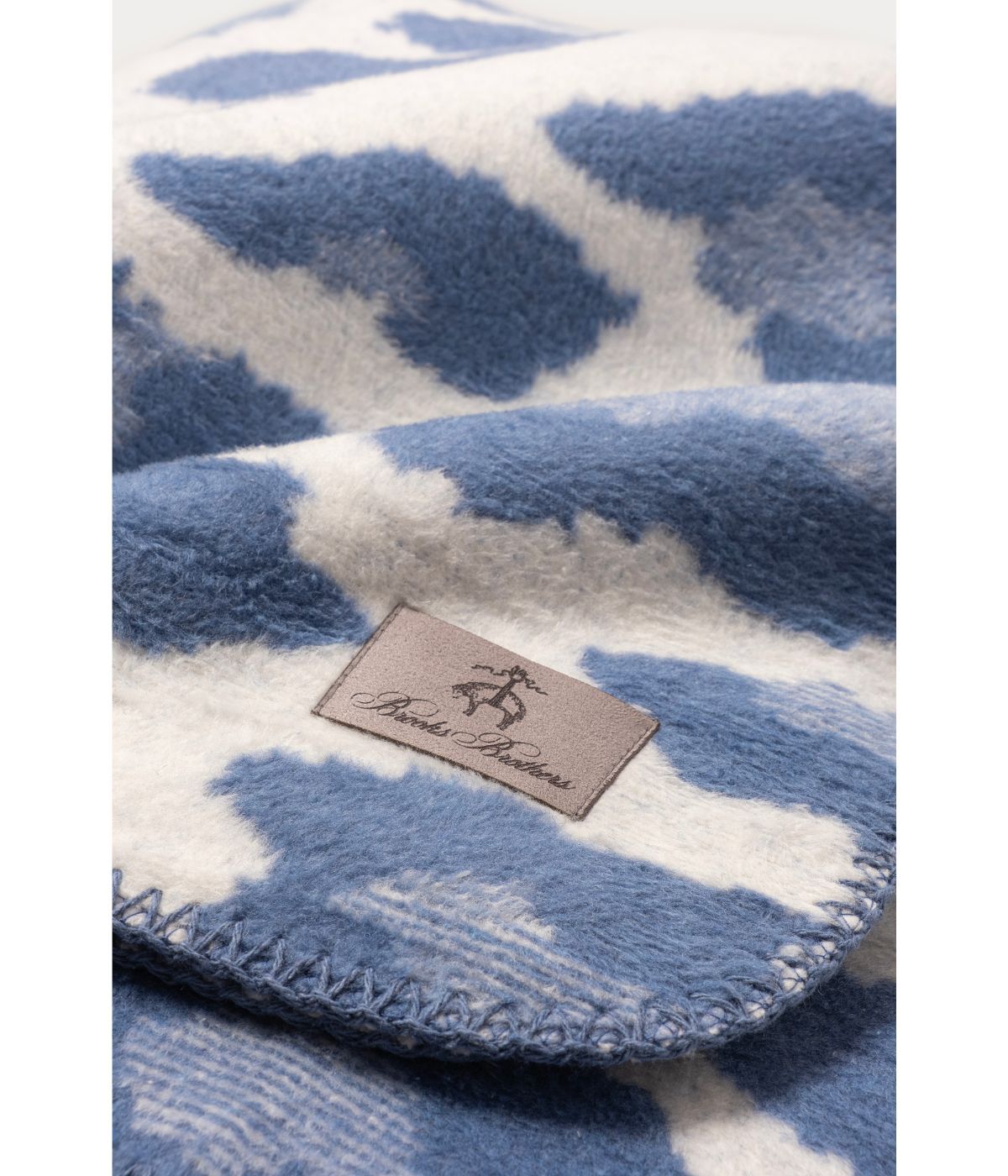  Brooks Brothers Leopard Throw Blue - Blue - Bonton