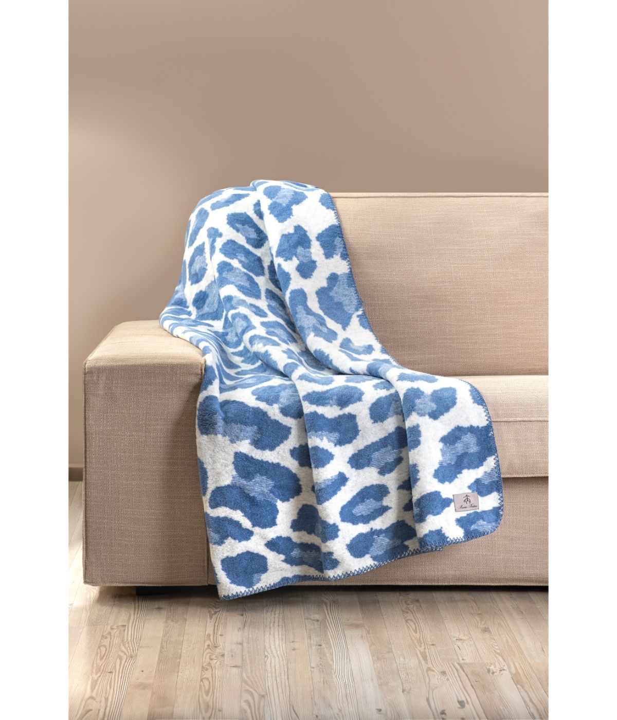  Brooks Brothers Leopard Throw Blue - Blue - Bonton