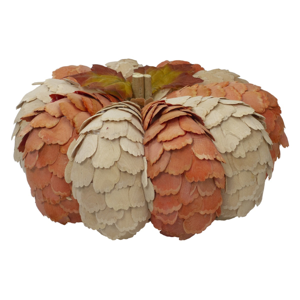  Northlight Fall Harvest Layered Wooden Leaves Pumpkin - 10