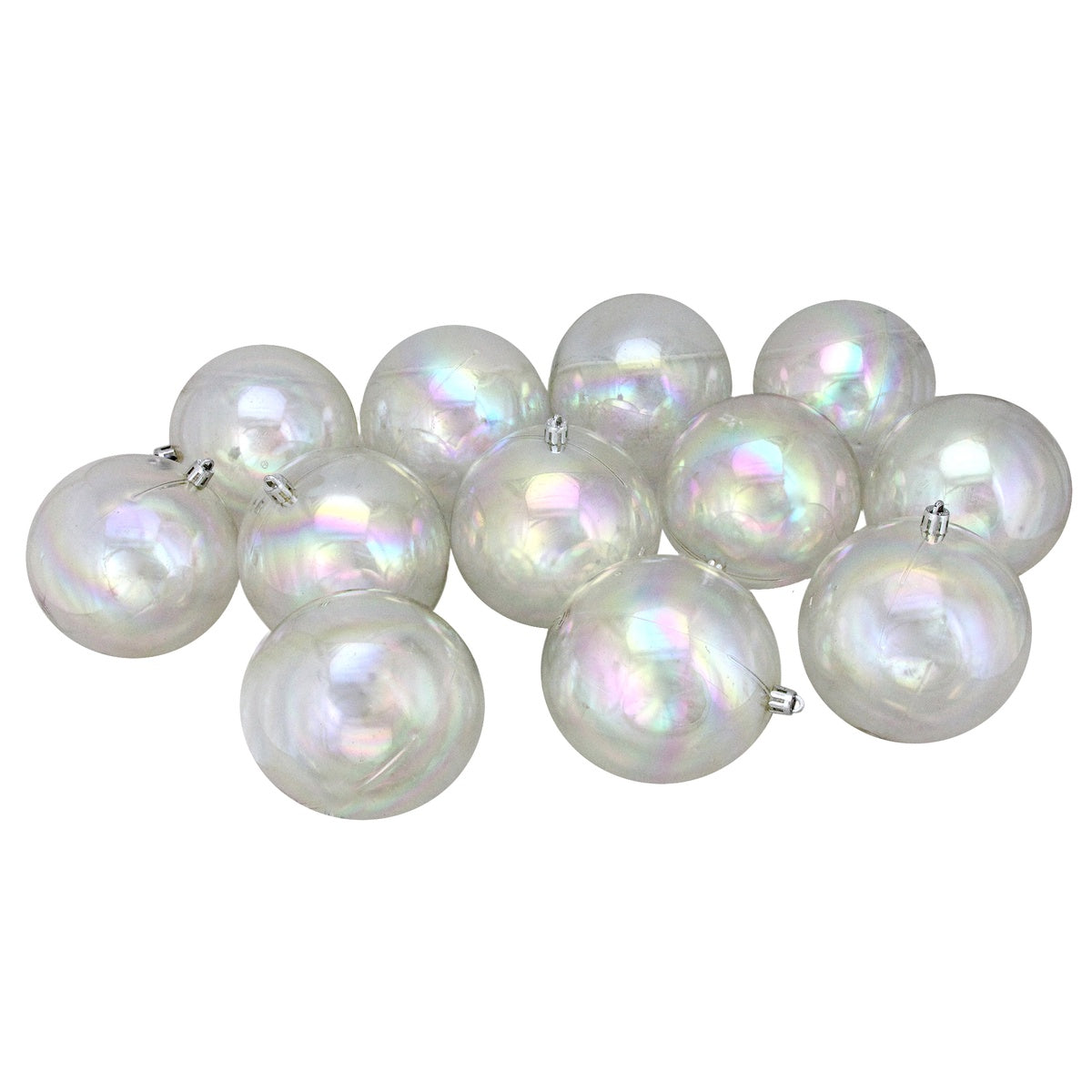  Northlight 12ct Clear Iridescent Shatterproof Shiny Christmas Ball Ornaments 4