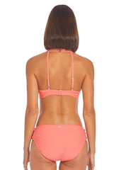 Coral Ruched Bikini Bottom