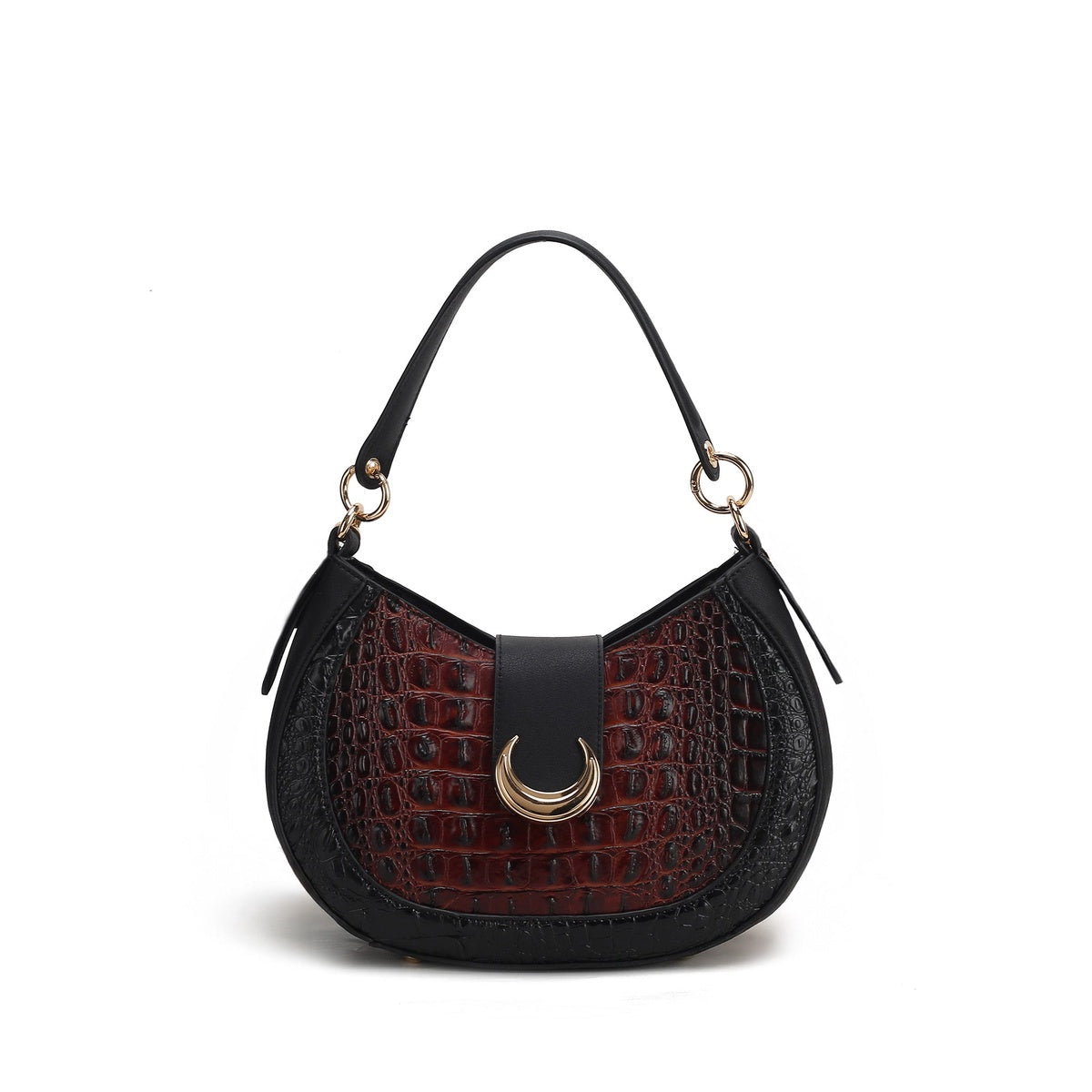  MKF Collection Jain Croc-Embossed Shoulder Bag - Croco Cognac - Bonton