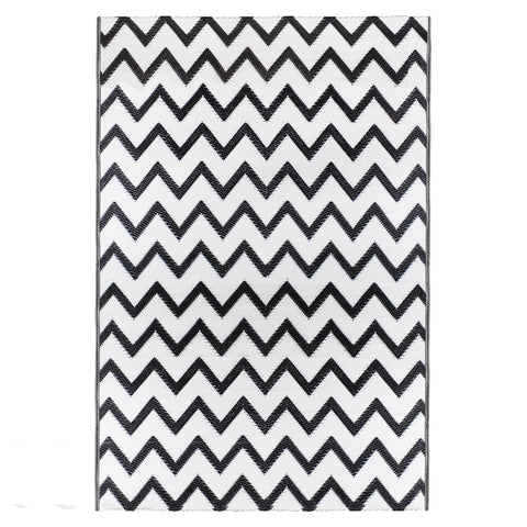 4' X 6' Black and White Chevron Rectangular Outdoor Area Rug