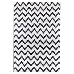 4' X 6' Black and White Chevron Rectangular Outdoor Area Rug