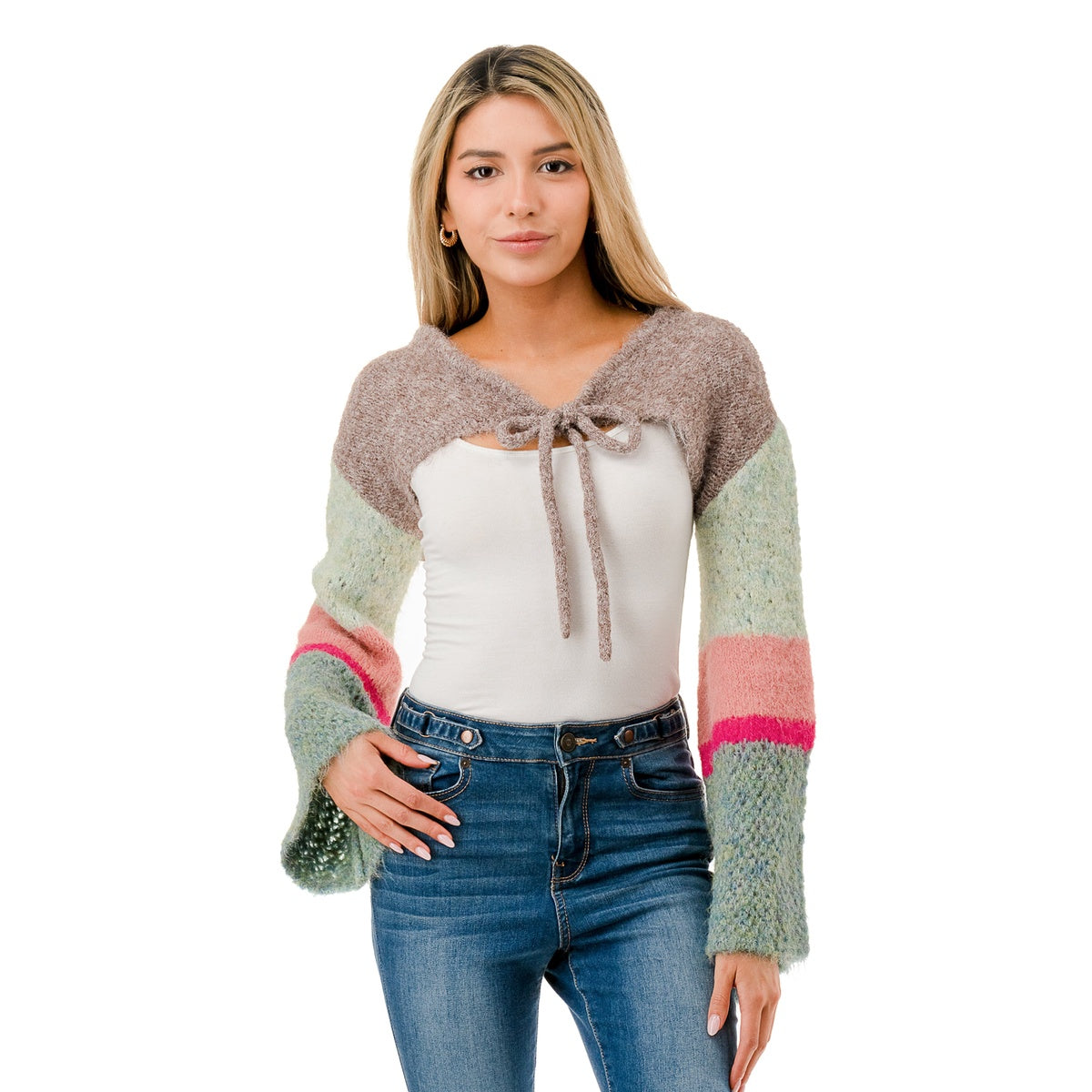  Marcus Adler Knit Bolero Shrug - Green - Bonton