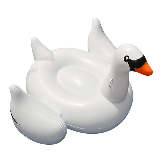 75" Inflatable White and Black Giant Swan Swimming Pool Ride-on Float Toy