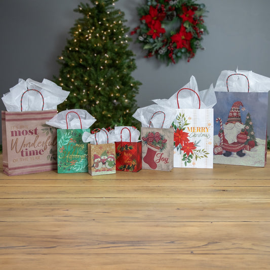 20-Count Assorted Christmas Themed Paper Gift Bags