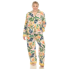 Plus Size Two Piece Wildflower Print Pajama Set