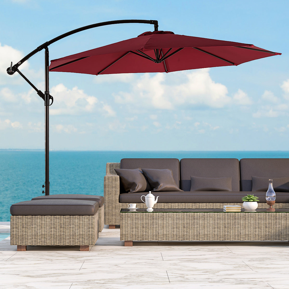  Westin Furniture 10 Ft Outdoor Patio Cantilever Offset Umbrella - Coffee - Bonton