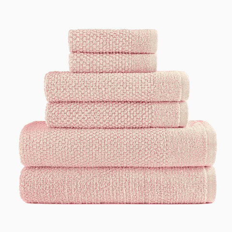 Dan River 6 Piece Popcorn Cotton Bath Towel Set.