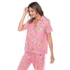 Women's Short Sleeve & Pants Tropical Pajama Set