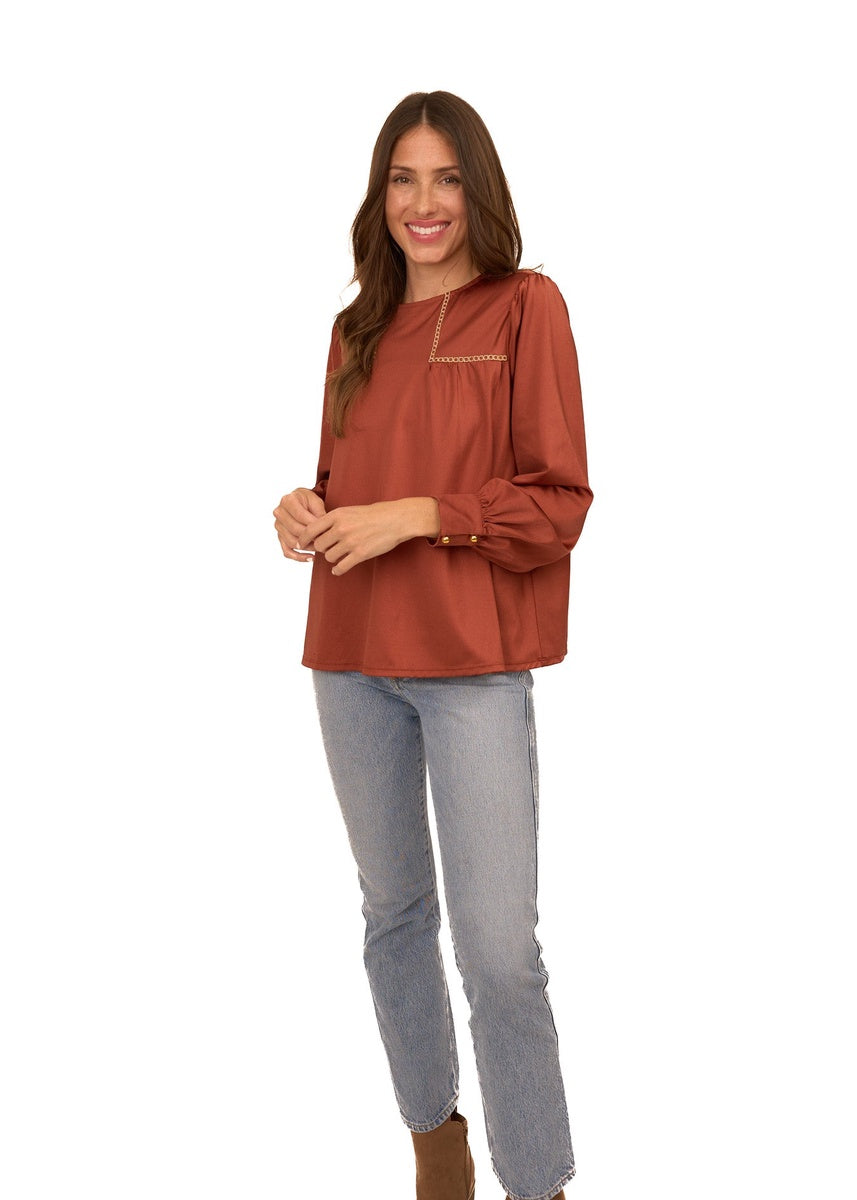  Cabana Life Copper Long Sleeve Top - XS - Bonton