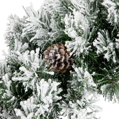 Snowy Flocked Angel Pine With Pine Cones Artificial Christmas Wreath - 24" - Unlit