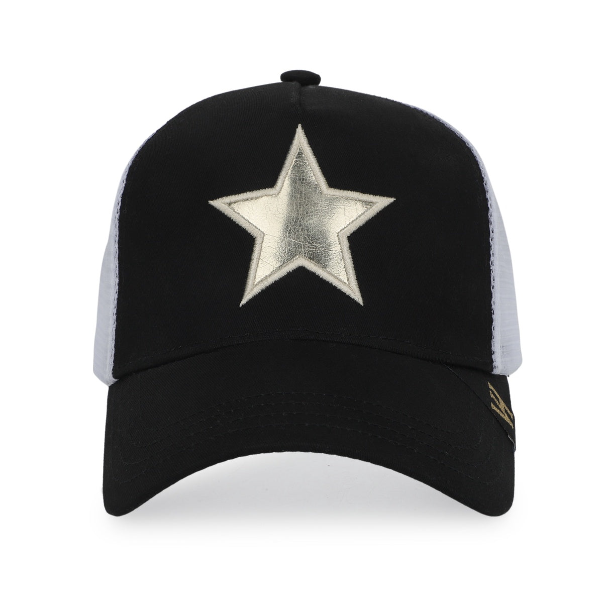  Vintage Havana Vintage Havana Trucker Hat for Women – White Mesh & Black Canvas Adjustable Cap With Washed Gold Star - Default Title - Bonton