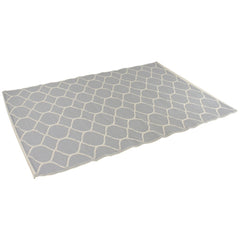 4' X 6' Gray and Beige Honeycomb Pattern Rectangular Outdoor Area Rug