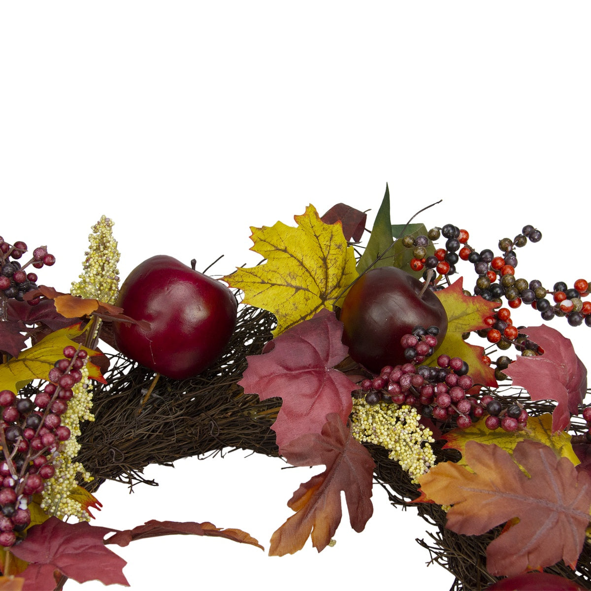  Northlight Apple and Berry Maple Leaf Twig Artificial Wreath  22-Inch - Default Title - Bonton