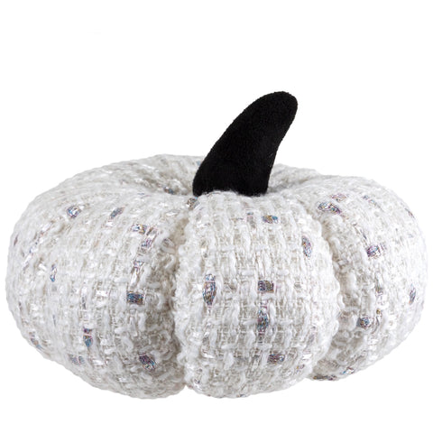 Knitted Fall Harvest Pumpkin - 7" - Ivory
