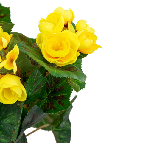 11" Yellow Potted Silk Begonia Spring Artificial Floral Arrangement