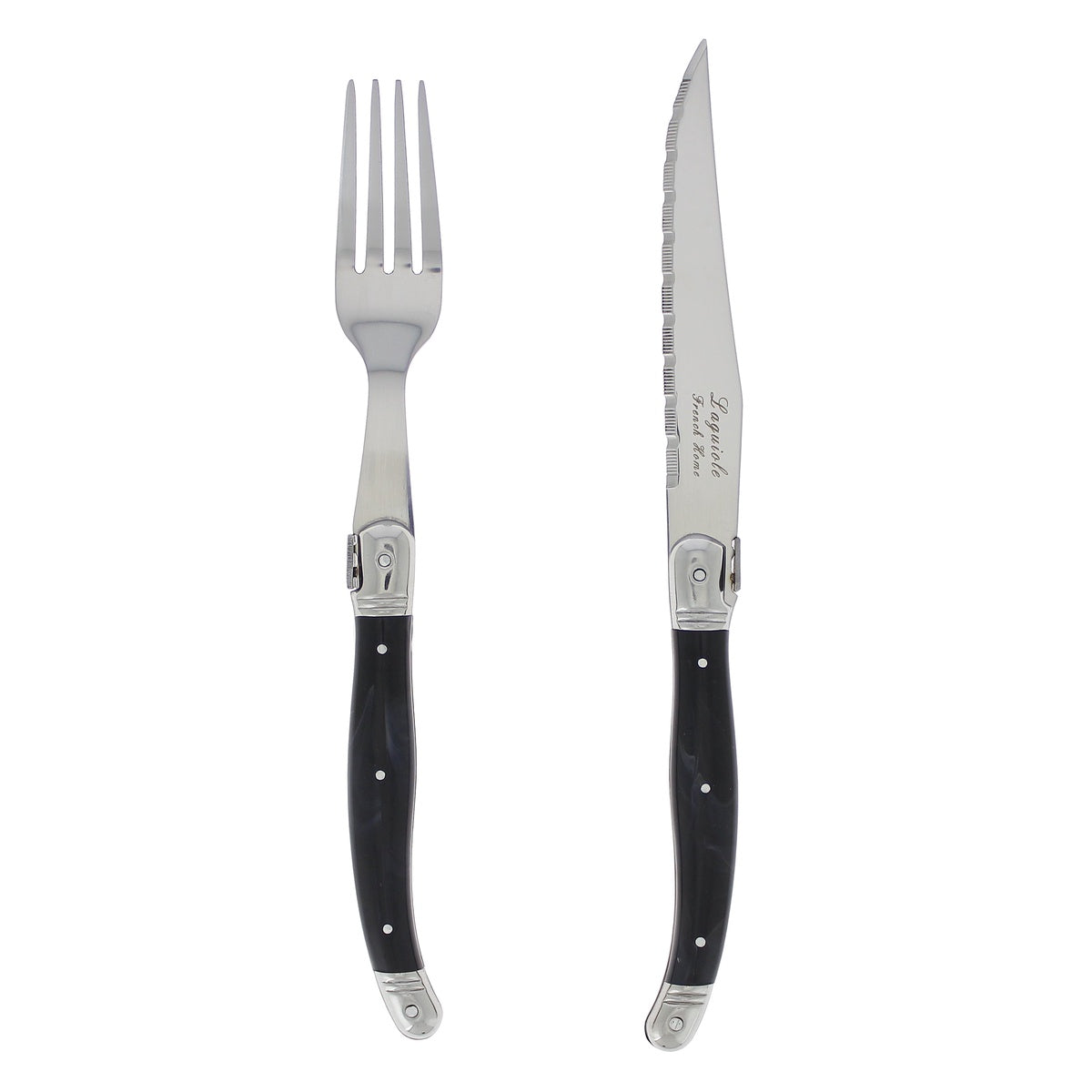  French Home 8 Piece Laguiole Faux Onyx Steak Knife and Fork Set - Default Title - Bonton