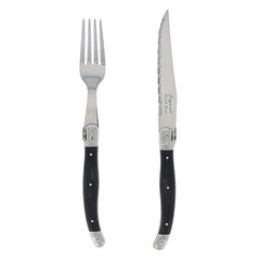 8 Piece Laguiole Faux Onyx Steak Knife and Fork Set