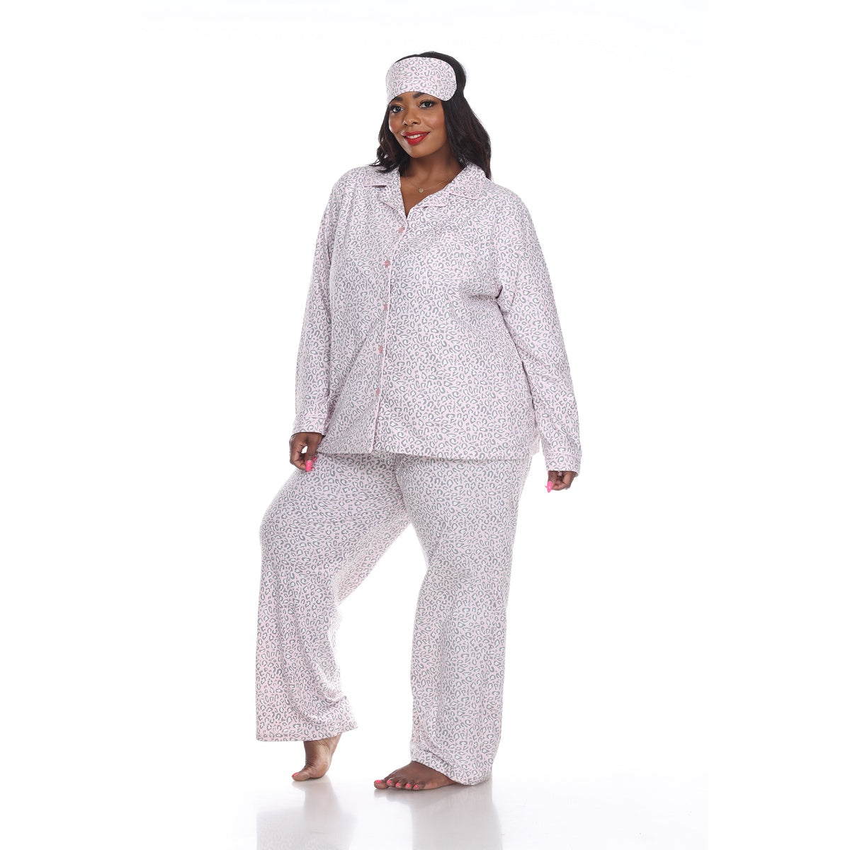  White Mark Plus Size Three-Piece Pajama Set - 1X - Bonton