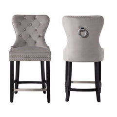 24" Tufted Velvet Counter Stool, Set of 2