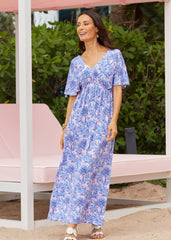 Palm Beach Flutter Sleeve Maxi Dress