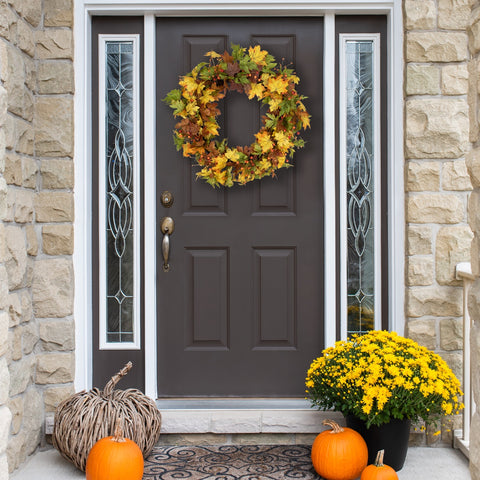Berries and Twigs Artificial Thanksgiving Wreath Yellow 30-Inch - Unlit