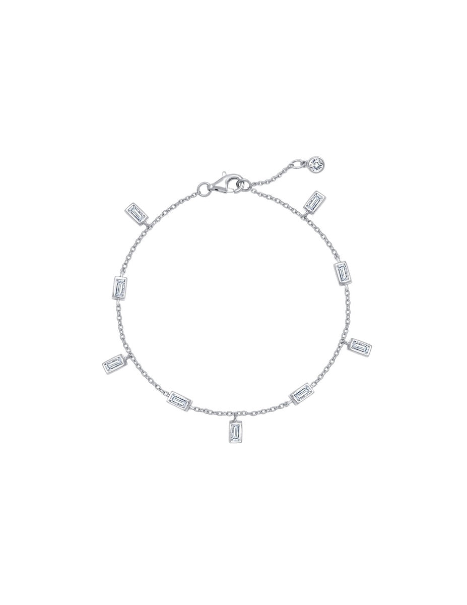  CRISLU Baguette Anklet Finished in Pure Platinum - Pure Platinum - Bonton