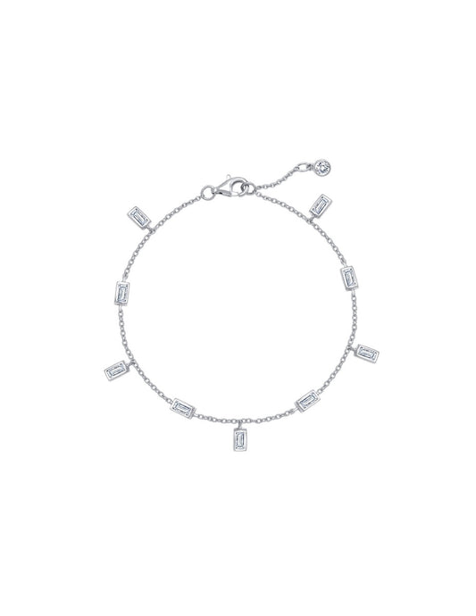 Baguette Anklet Finished in Pure Platinum