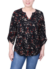 Petite 3/4 Roll Sleeve Top