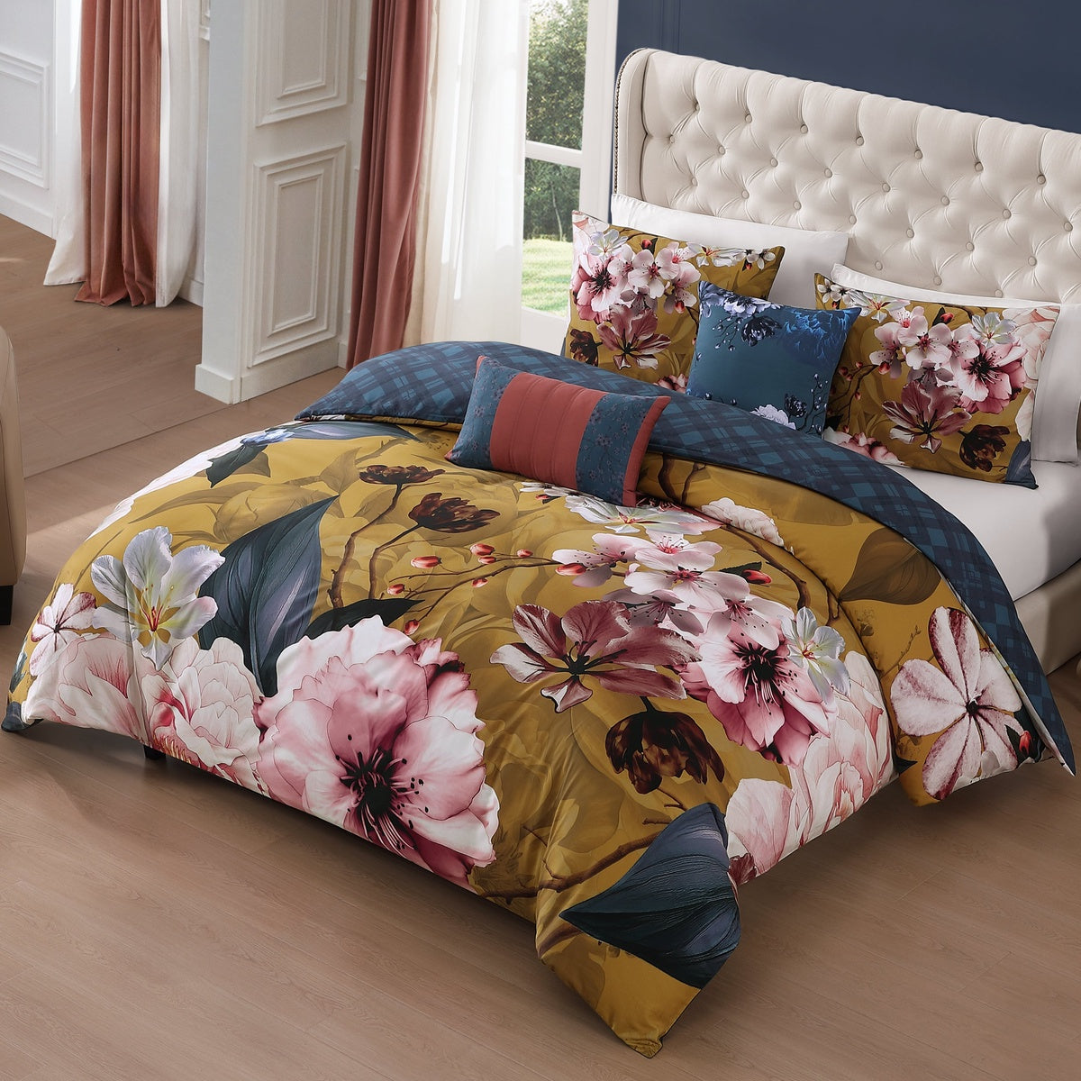  Bebejan Bebejan Golden Bounty 5 Piece Reversible Comforter Set - QUEEN - Bonton