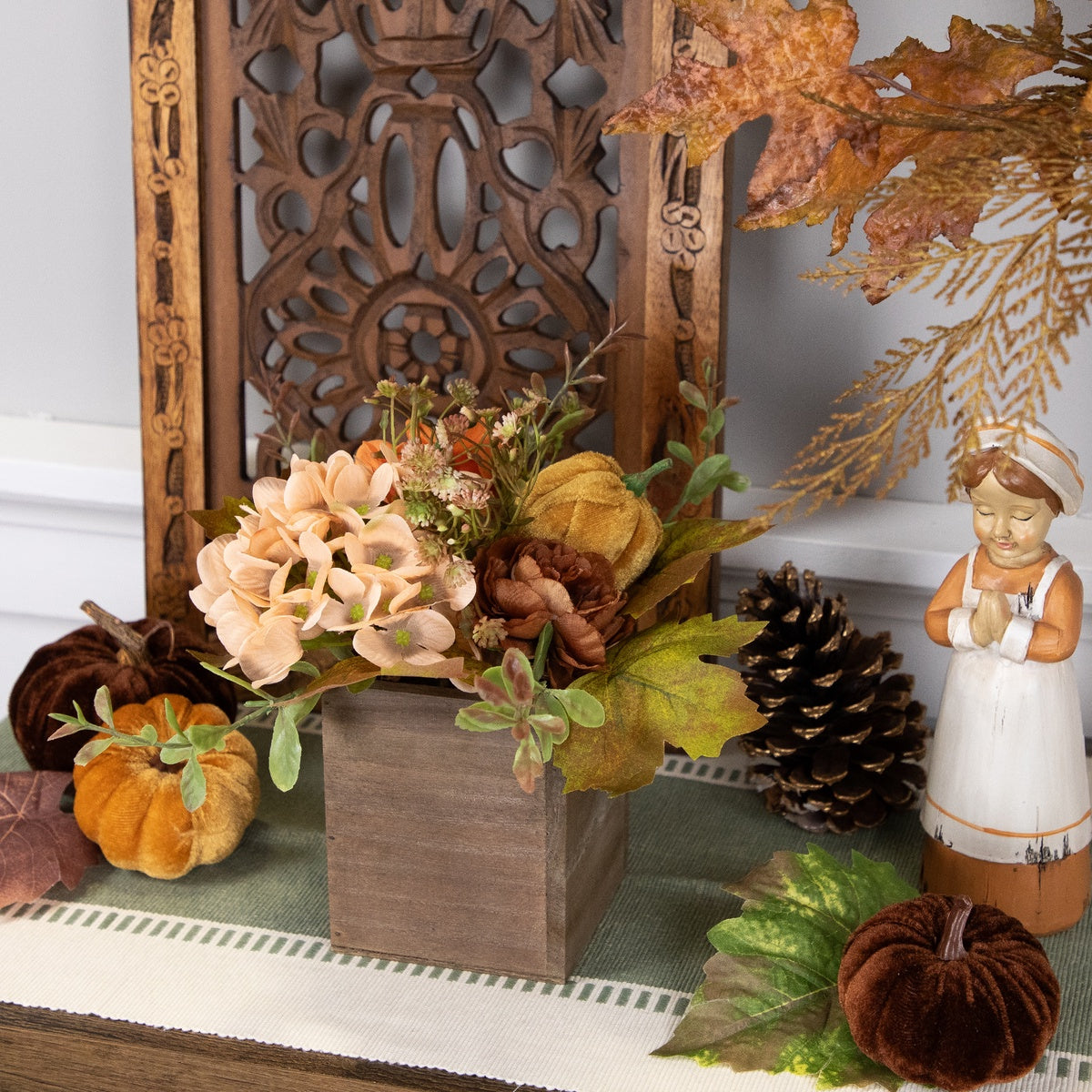  Northlight Floral and Pumpkin Wooden Box Fall Harvest Decoration - 10