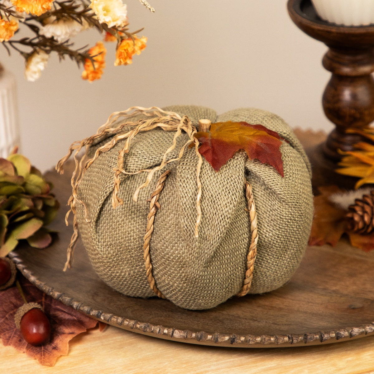  Northlight Burlap Autumn Harvest Pumpkin - 6.75
