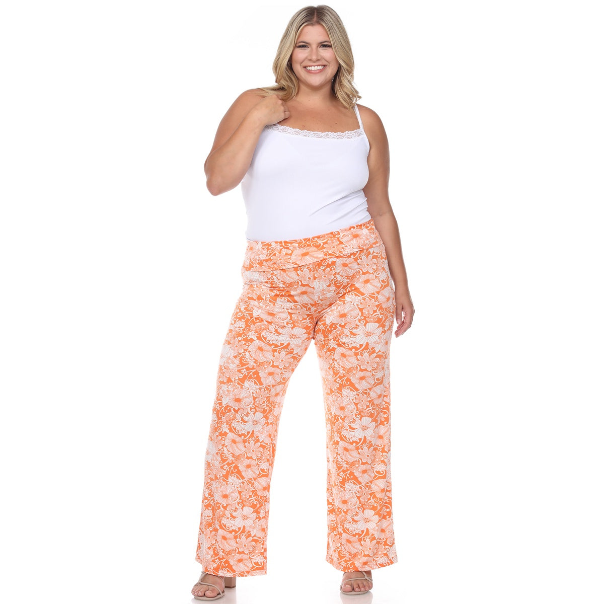  White Mark Plus Size Floral Paisley Palazzo Pants - 1x - Bonton