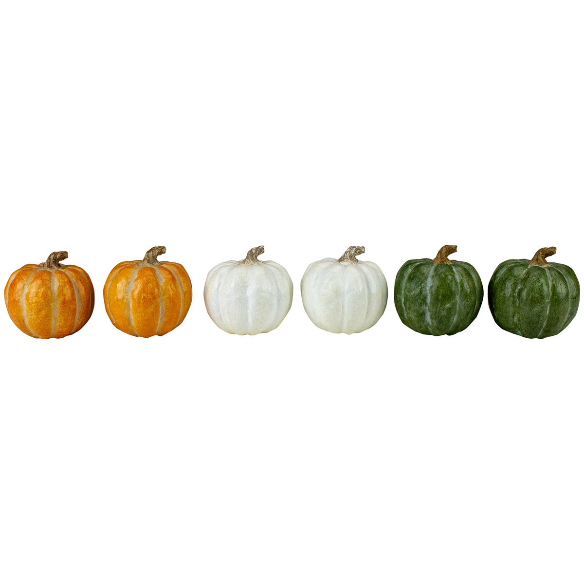  Northlight Set of 6 Boxed Green  White and Orange Thanksgiving Pumpkin Decorations - Default Title - Bonton