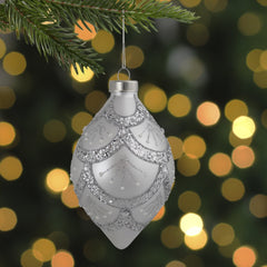 5" Silver Glitter Cosmoid Finial Glass Christmas Ornament