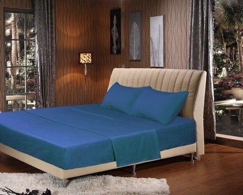 Tache 3-4 Piece Solid Ocean Blue Sheet Set - DaDa Bedding Collection